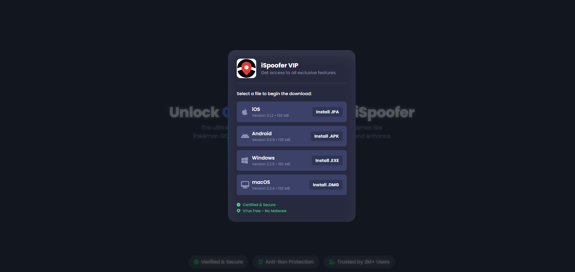 A screenshot of the iSpoofer app's feed filter, which displays a list of nearby high-IV Pokemon with their stats visible before an encounter.